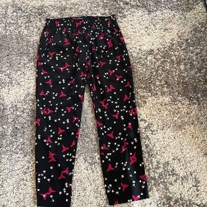 Brand - Express, size -medium, color -printed motifs in white & pink on black